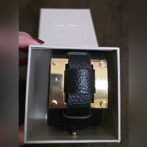 India Hicks Black and Gold Cuff Bracelet Size S/M
